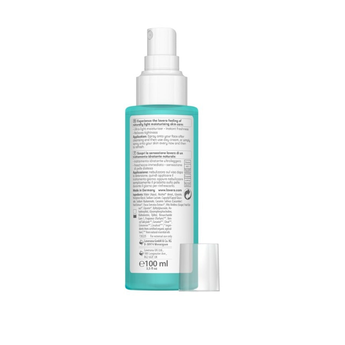 Uppfriskande spray Hydro Refresh med ekologiska alger och hyaluronsyra, LAVERA, 100 ml