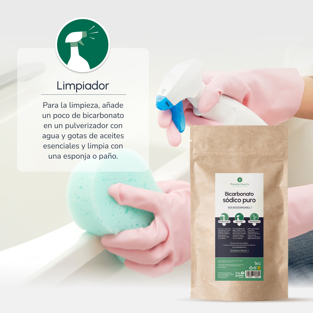 Förpackning 3xBikarbonat av soda Planeta Huerto 1 Kg