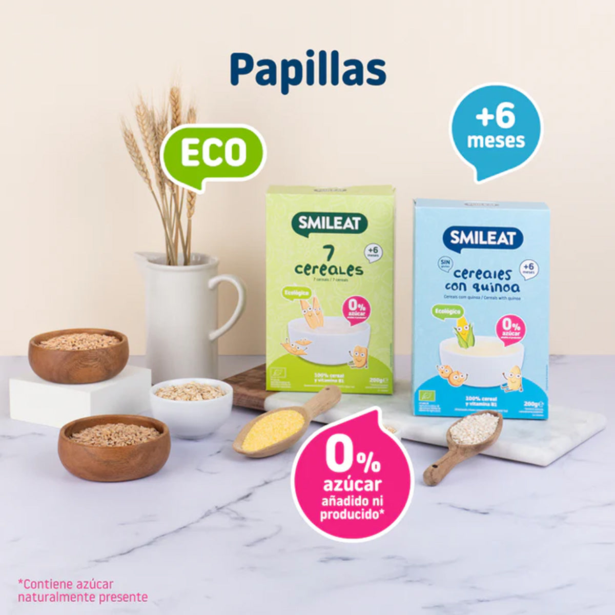PROMO 3x Papilla di cereali senza glutine con quinoa Eco Smileat, 200 g