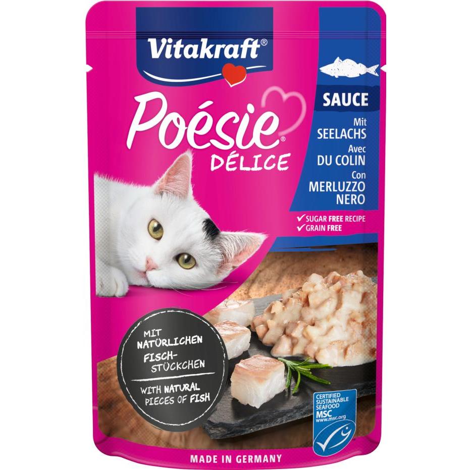 Vitakraft Beutel Deli Sauce mit köstlichem Pollack 85 g Nassfutter für Katzen