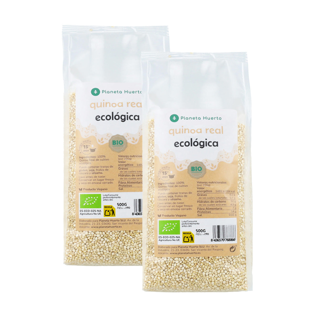 Pak 2x Echte Quinoa ECO Planeta Huerto 500 g