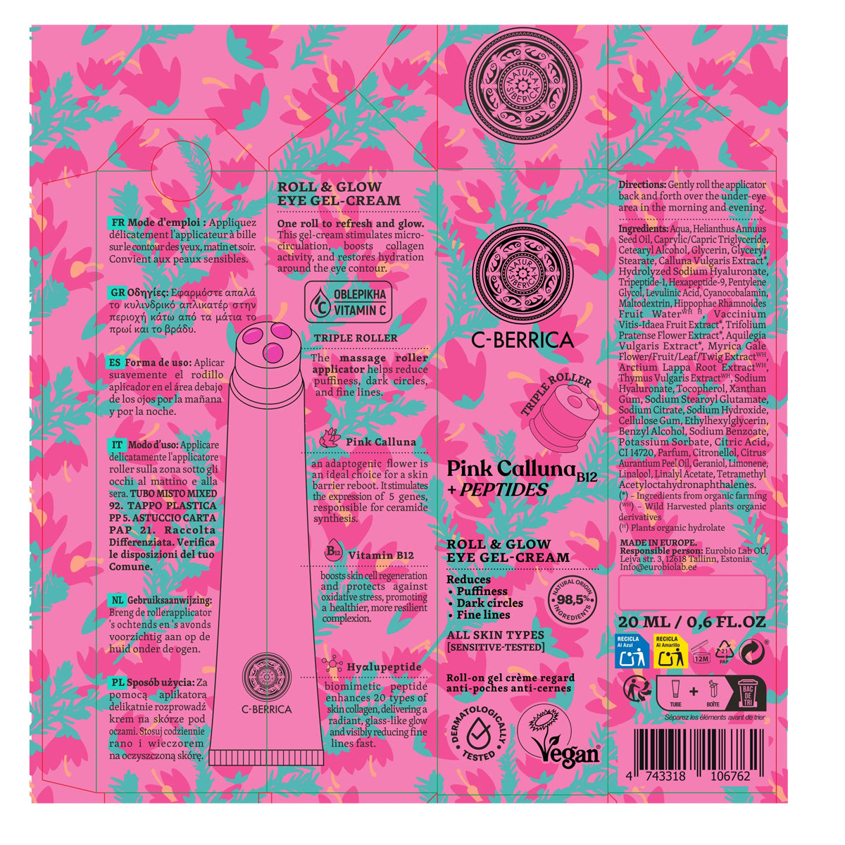 Augenkontur-Cremegel „Roll & Glow” Natura Siberica 20 ml