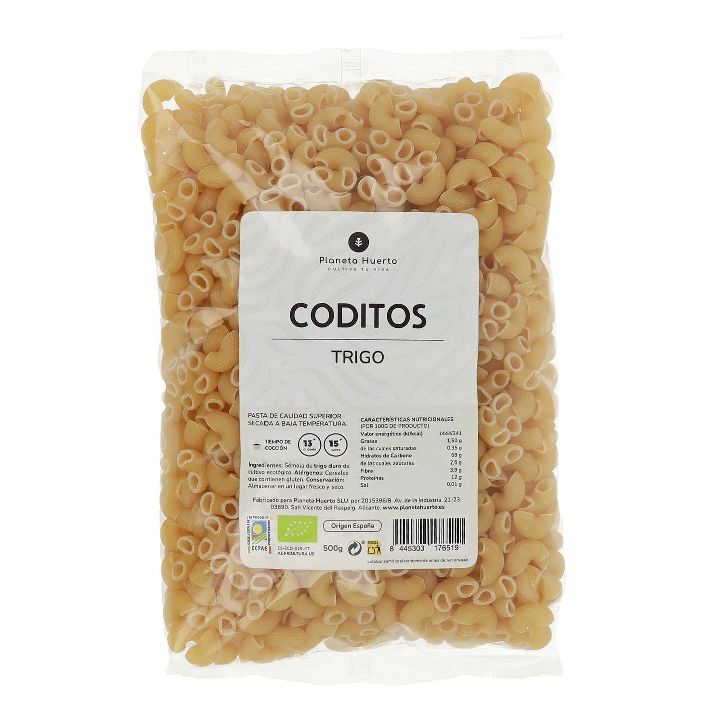 Weizen coditos ECO Planeta Huerto 500gr