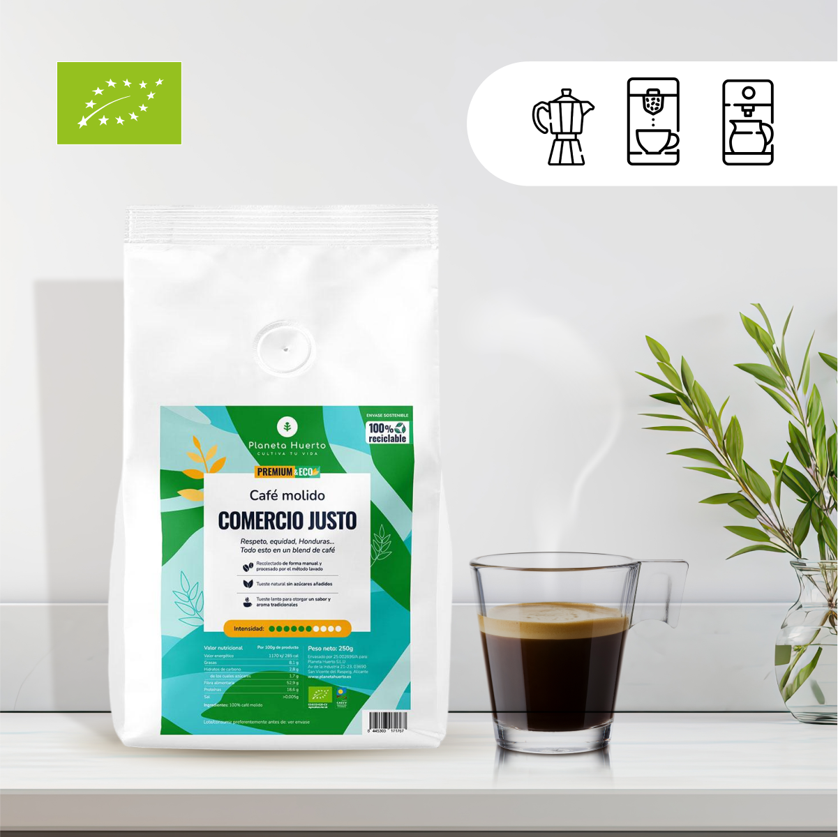 Eco Honduras Fair Trade gemahlener Kaffee Planeta Huerto 250 g