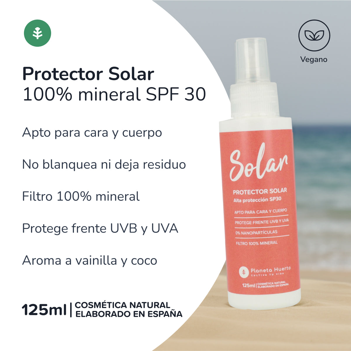 100% mineral sunscreen SPF 30 Planeta Huerto 125 ml