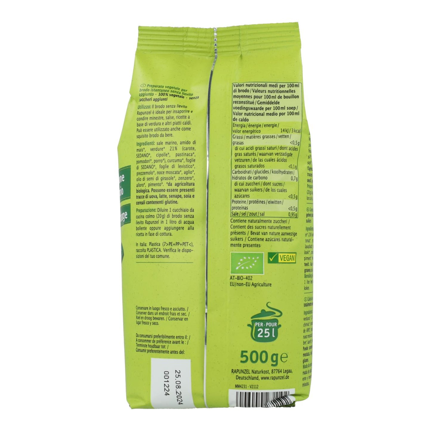 Brodo vegetale senza lievito Brodo Rapunzel 500 g