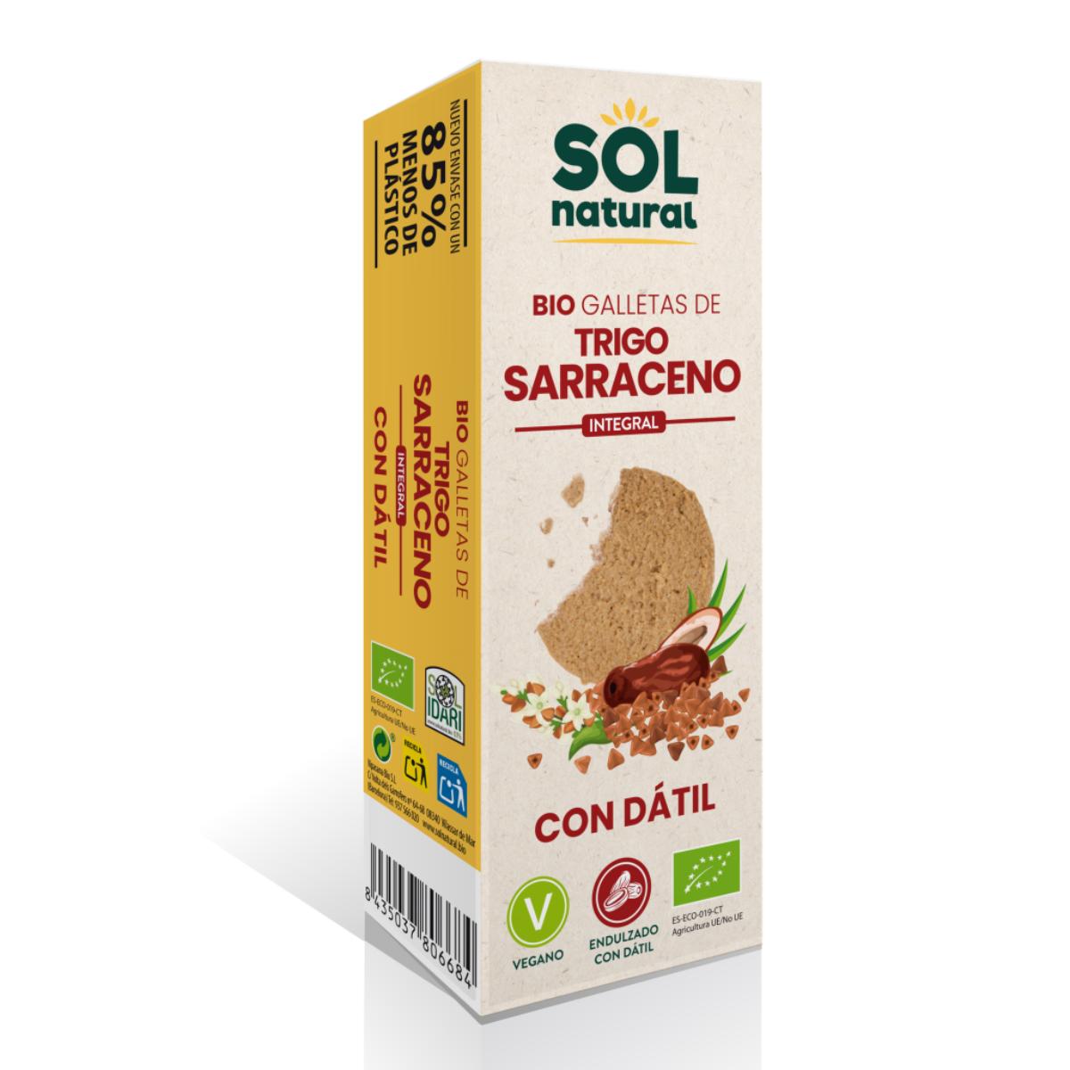 Whole Buckwheat Biscuits Sweetened with Organic Dates Sol Natural 170 g