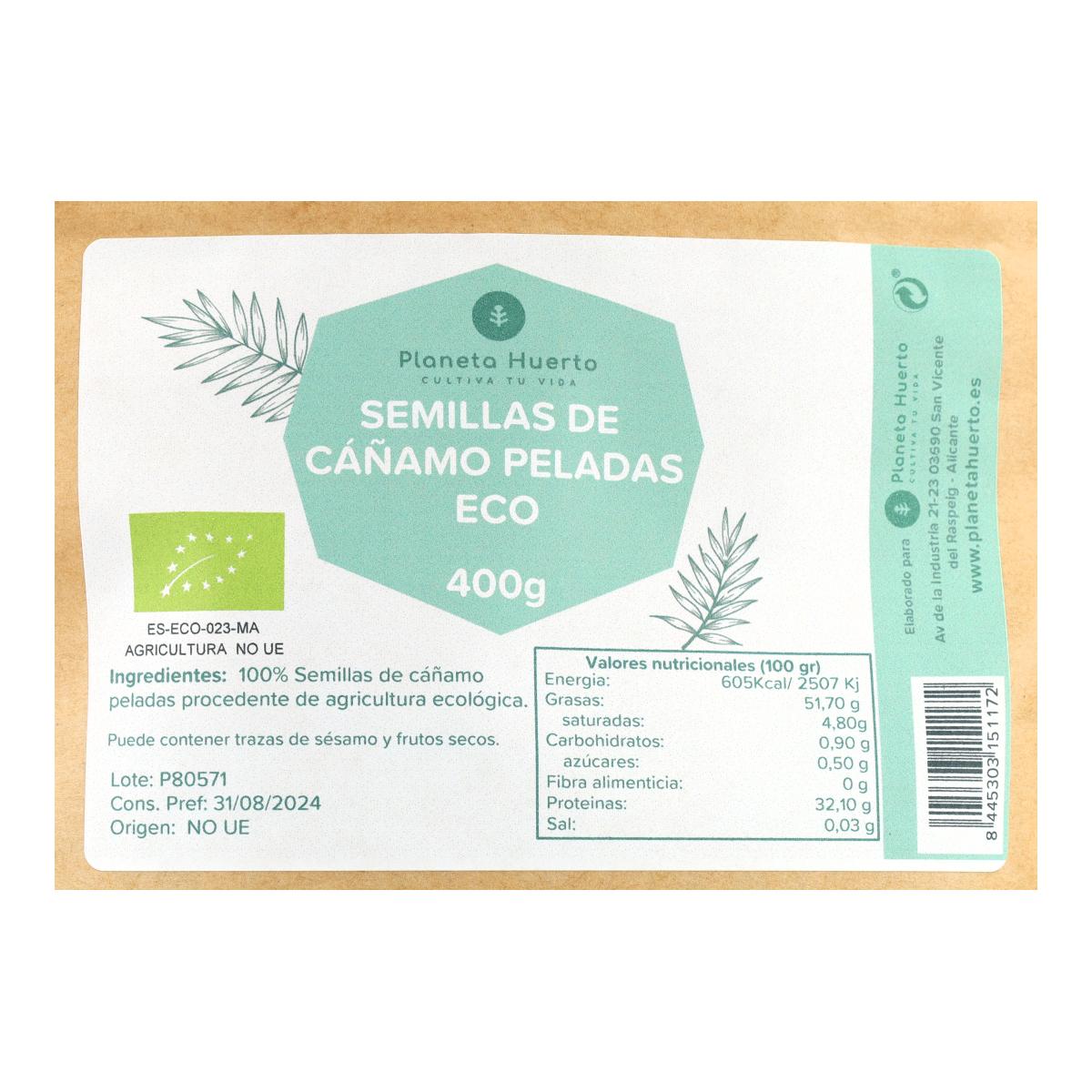 Nasiona konopi łuskane ECO Planeta Huerto 400 g