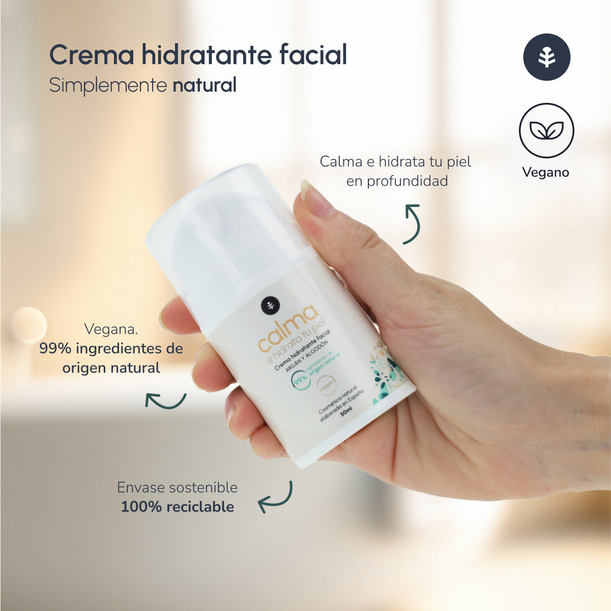 Argan and cotton facial moisturising cream Planeta Huerto 50 ml