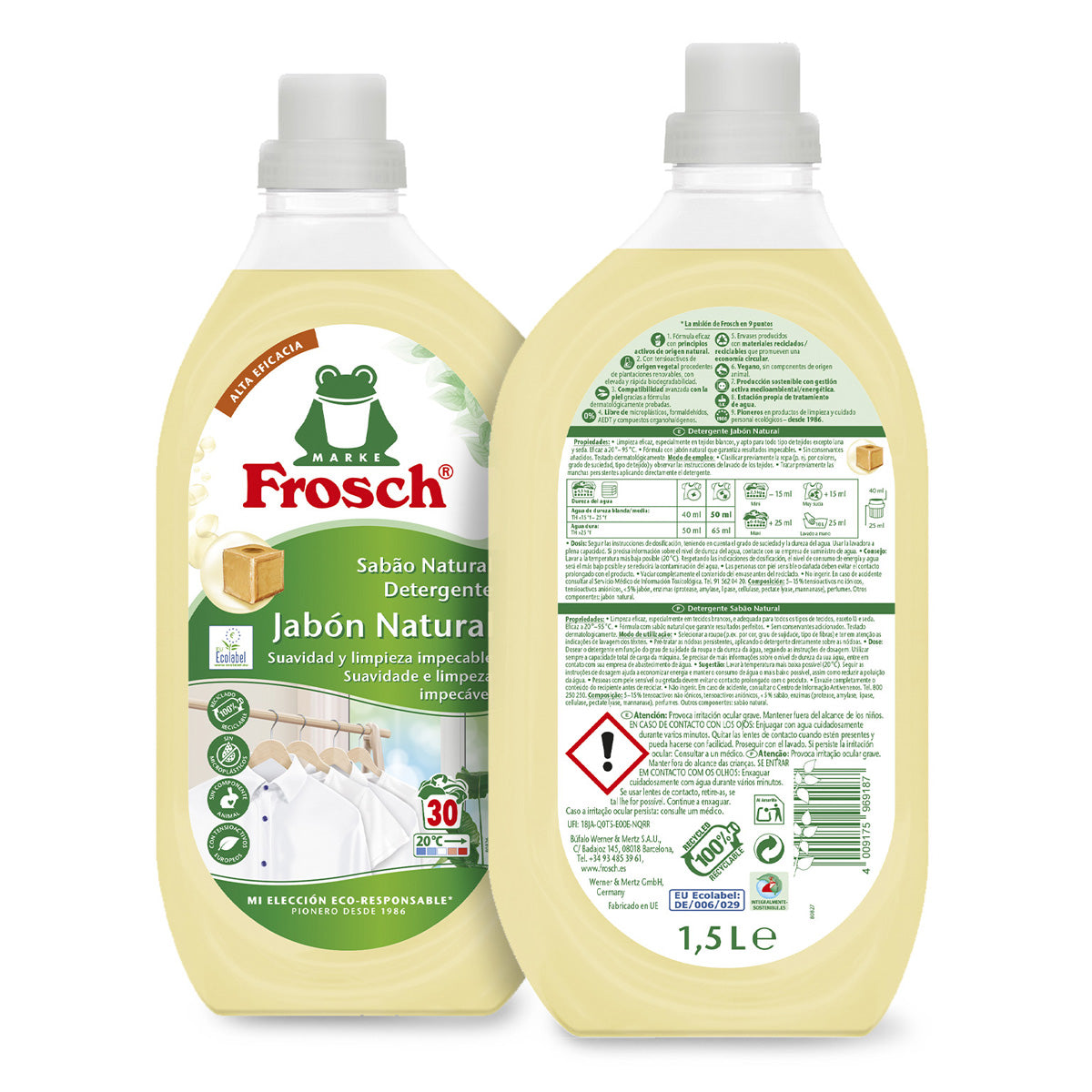 Lessive naturelle au savon, Frosch, 1500 ml