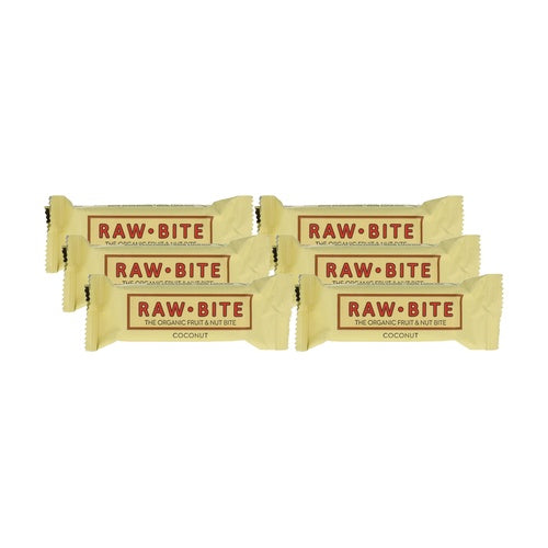 Confezione da 6 barrette biologiche Raw-Bite Cocco 50 g