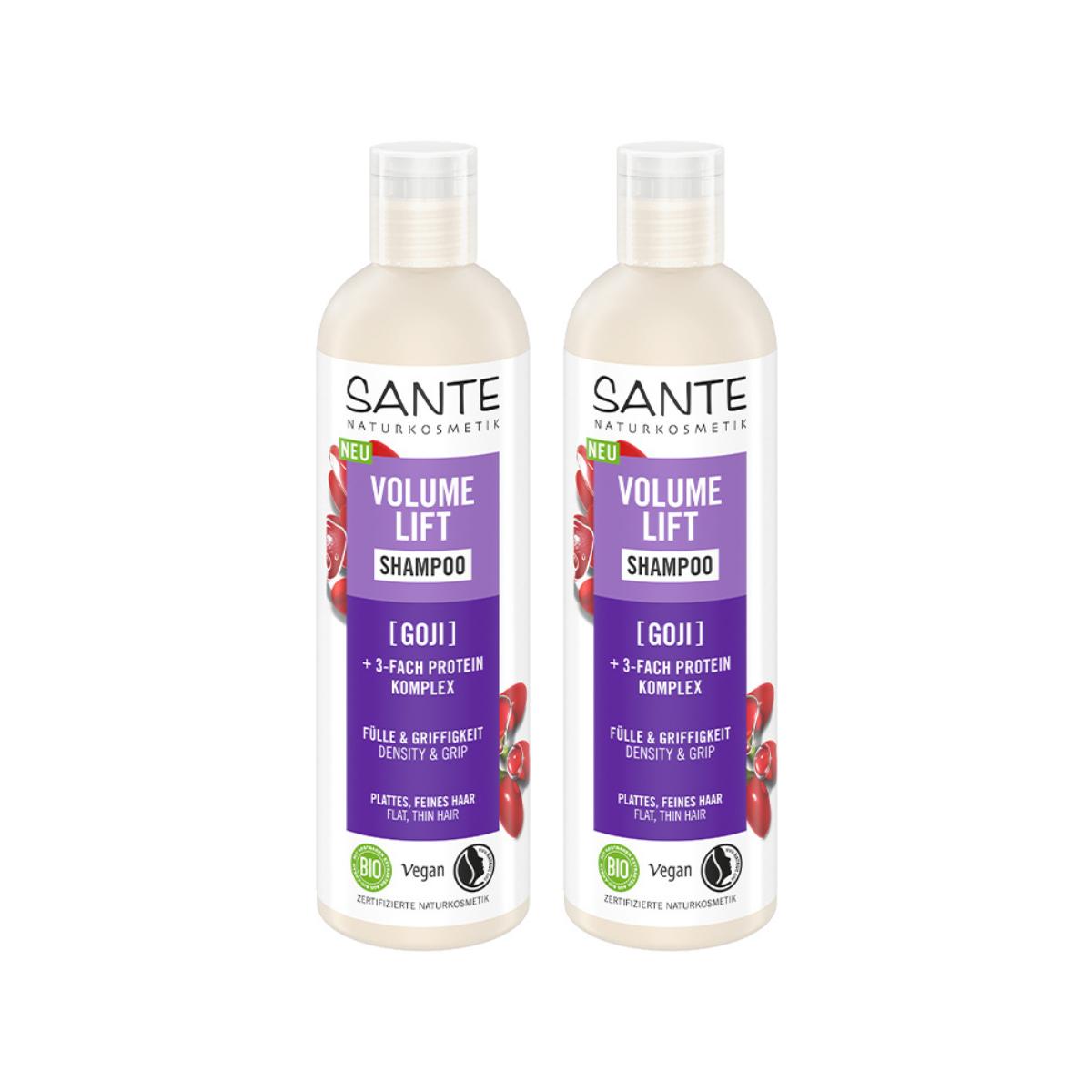 Confezione da 2 shampoo volumizzante al goji Sante 250 ml