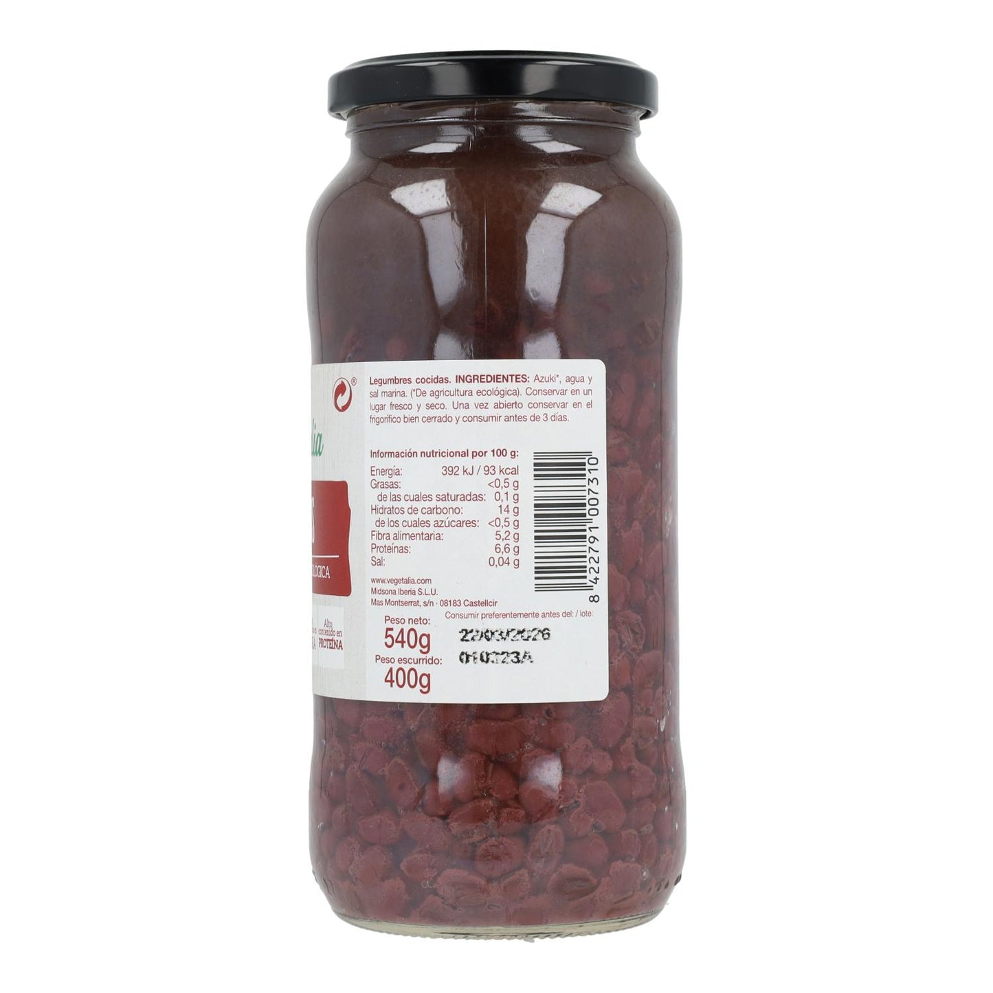 Azuki cotti biologici Vegetalia 540 g