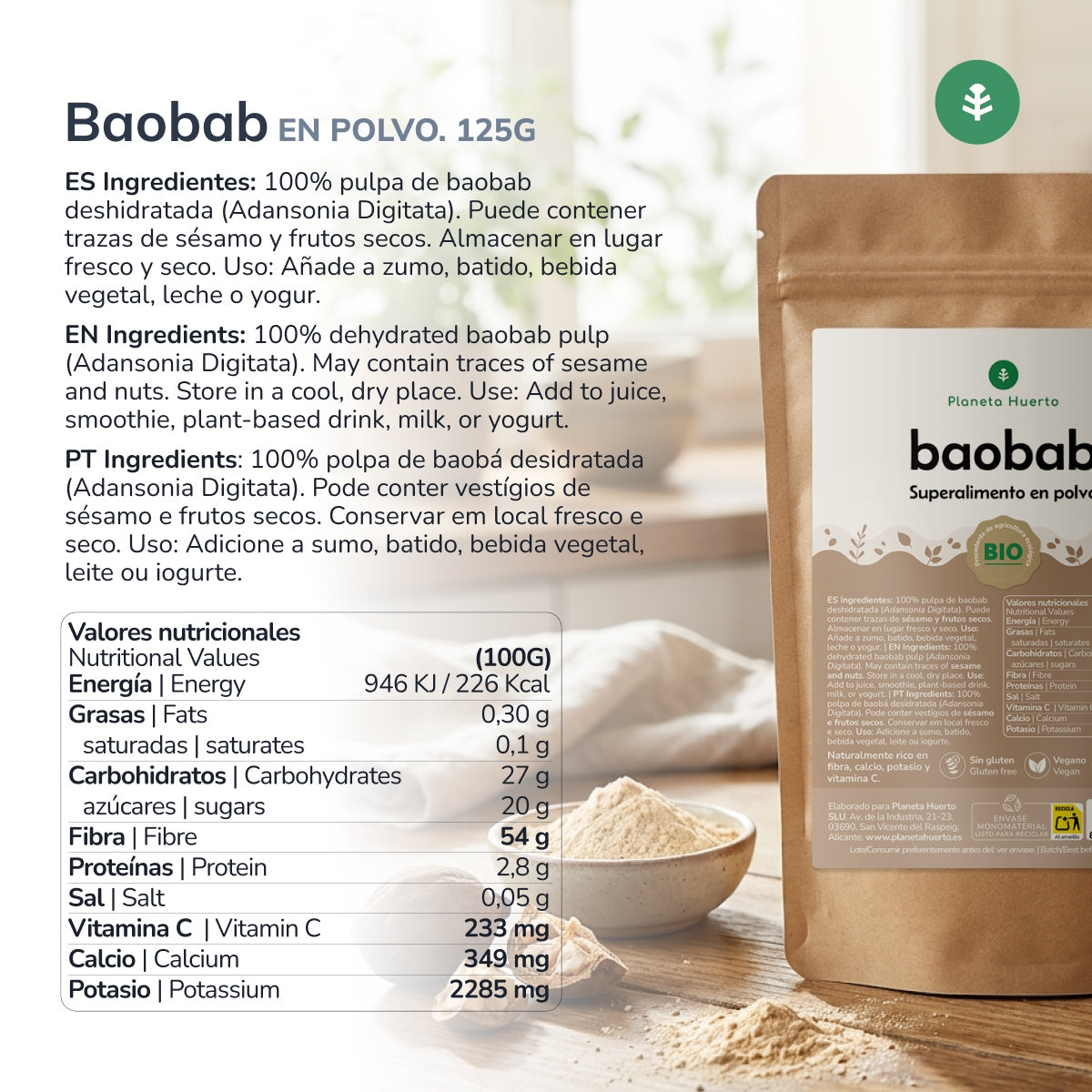 Proszek z baobabu Eco Planeta Huerto 125 g