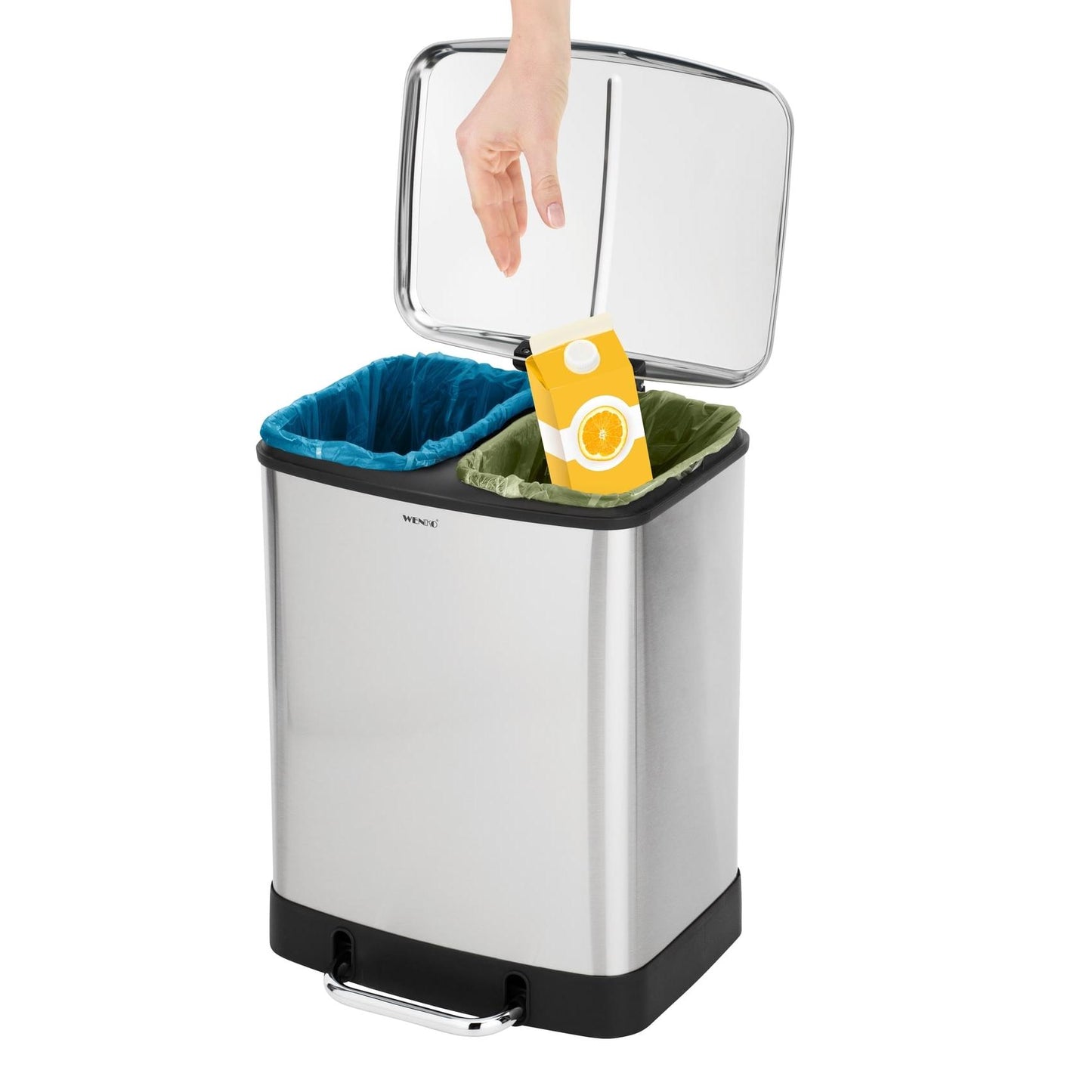 Pattumiera con pedale in acciaio inossidabile Easy Close Studio Duo, 2 x 20 l.