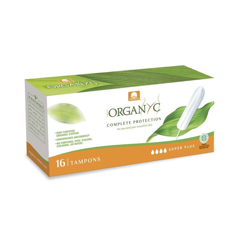 Tampons Super Plus 100 % Bio-Baumwolle ohne Applikator Organyc 16 Stück