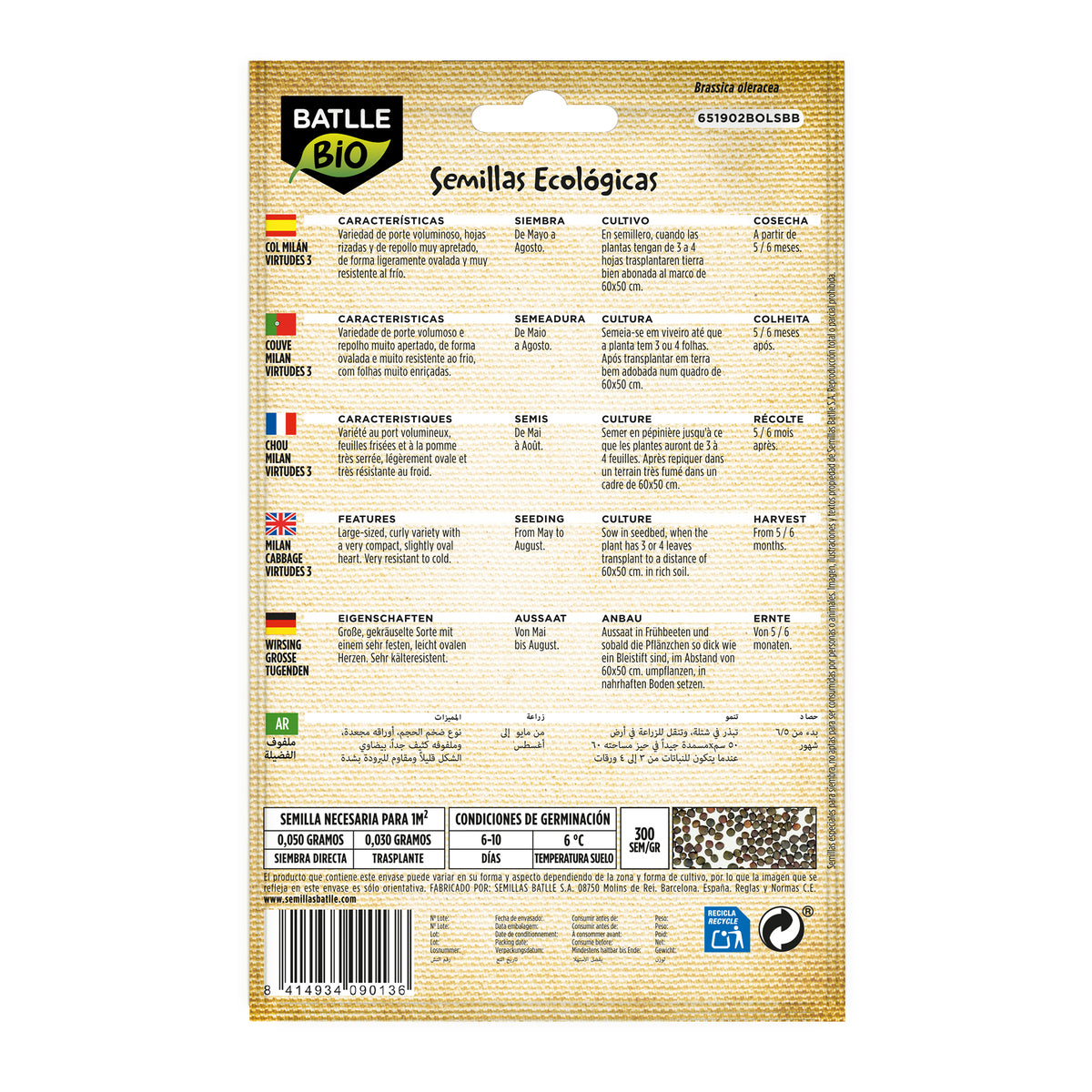 Bio-Kohlsamen Milan Virtudes 3 Batlle