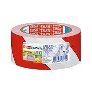 Temporary adhesive PP warning tape, red/white