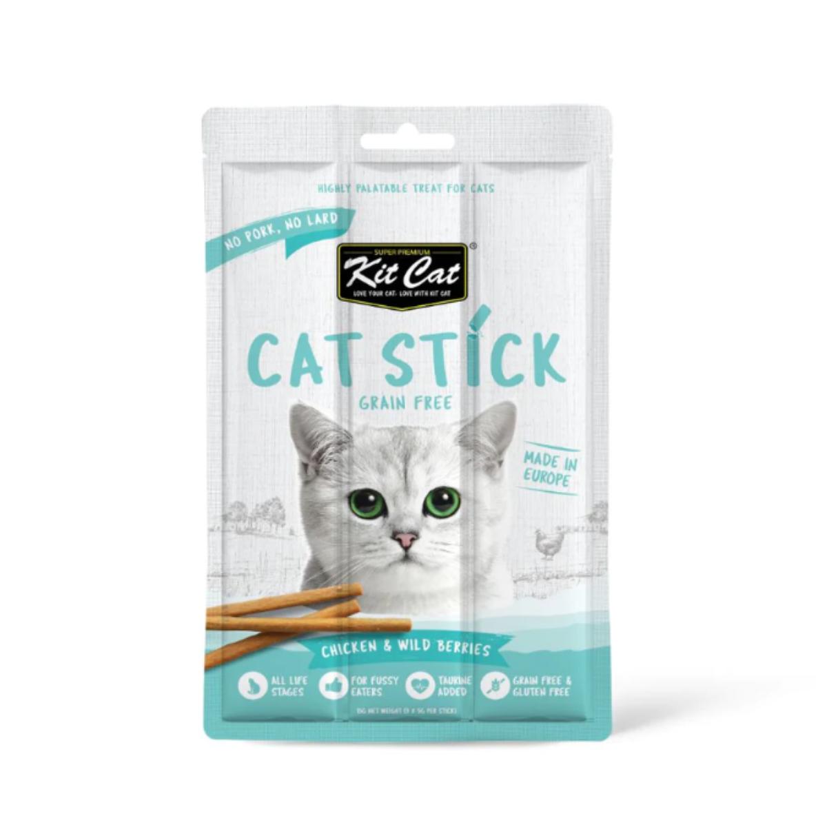 Kit Cat Cat Stick – Huhn & Waldbeeren 15 g Halbfeuchter Snack für Katzen