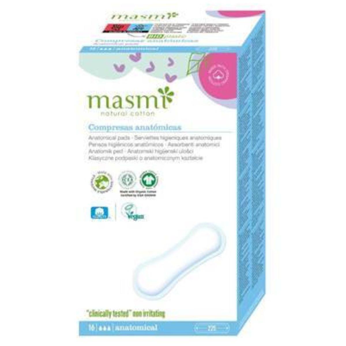 Assorbenti anatomici 100% cotone Masmi 16 pezzi