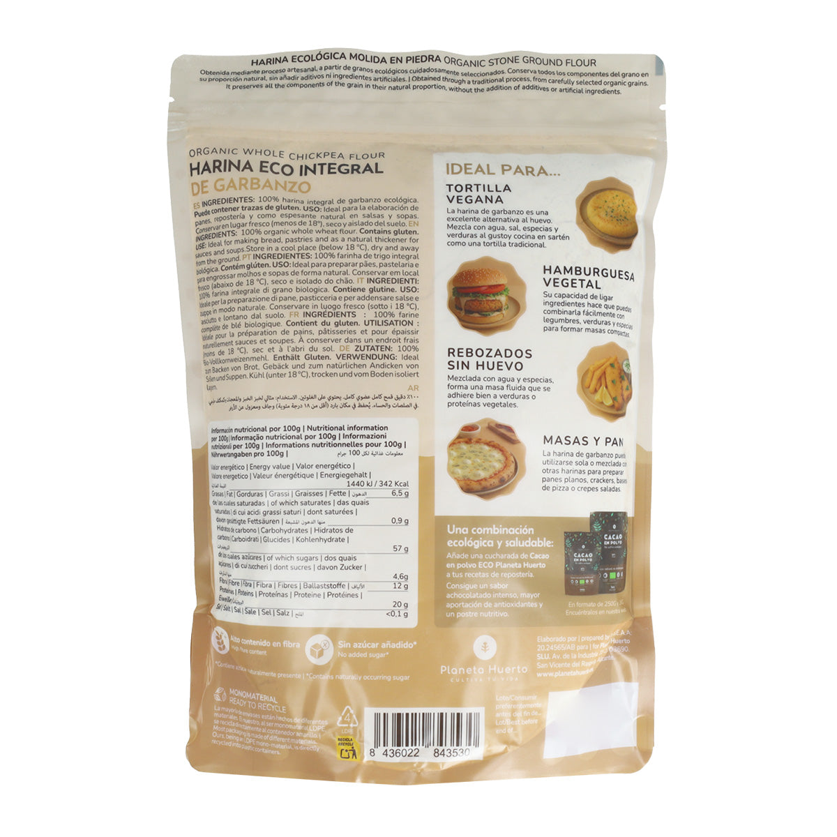 Kichererbsenvollkornmehl Eco Planeta Huerto 800 g