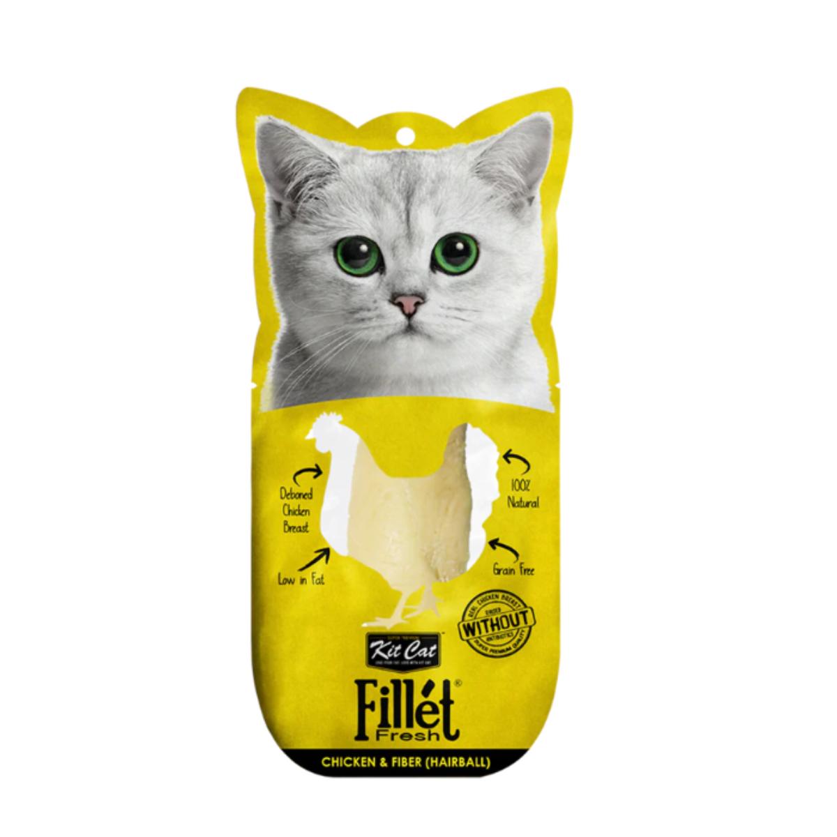 Kit Cat FilletFresh – Huhn und Ballaststoffe (Hairball) 30 g Natürlicher Snack für Katzen