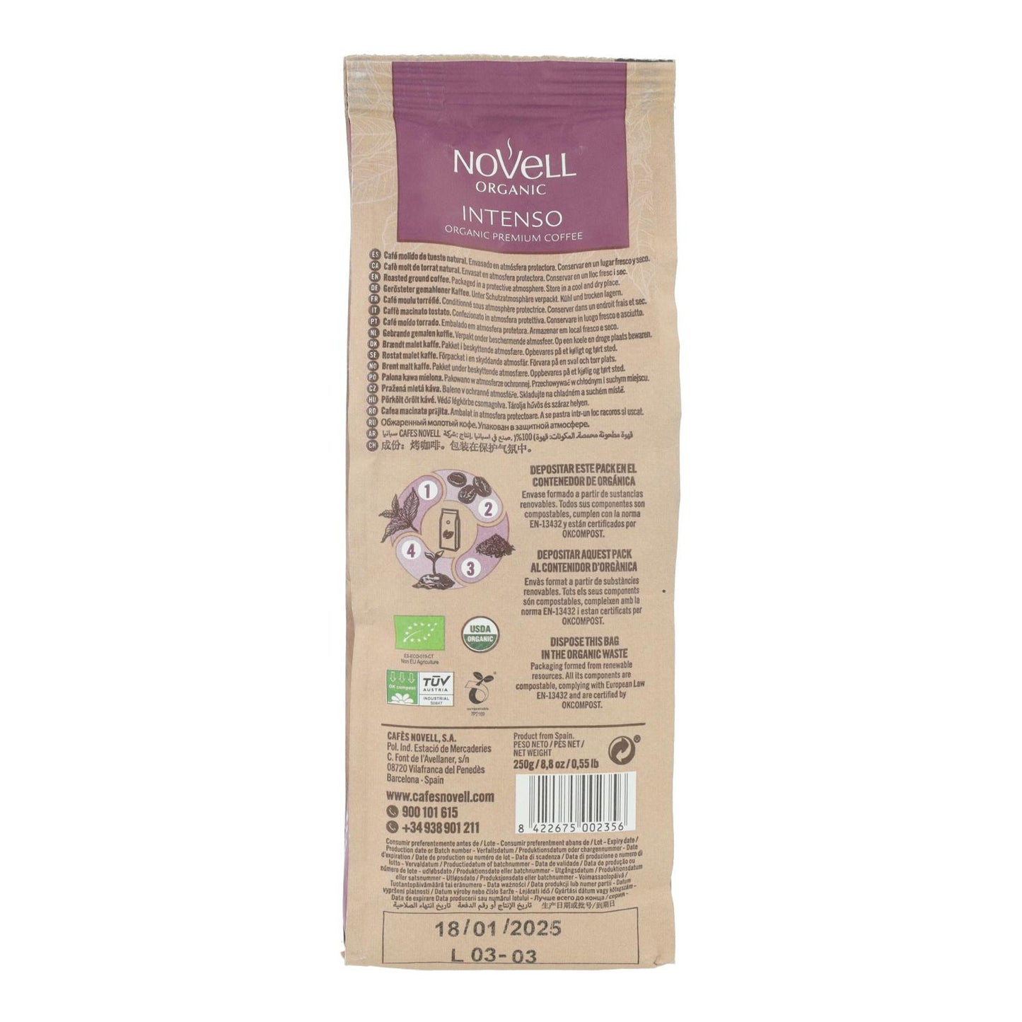 Café moulu bio Intenso 250 g