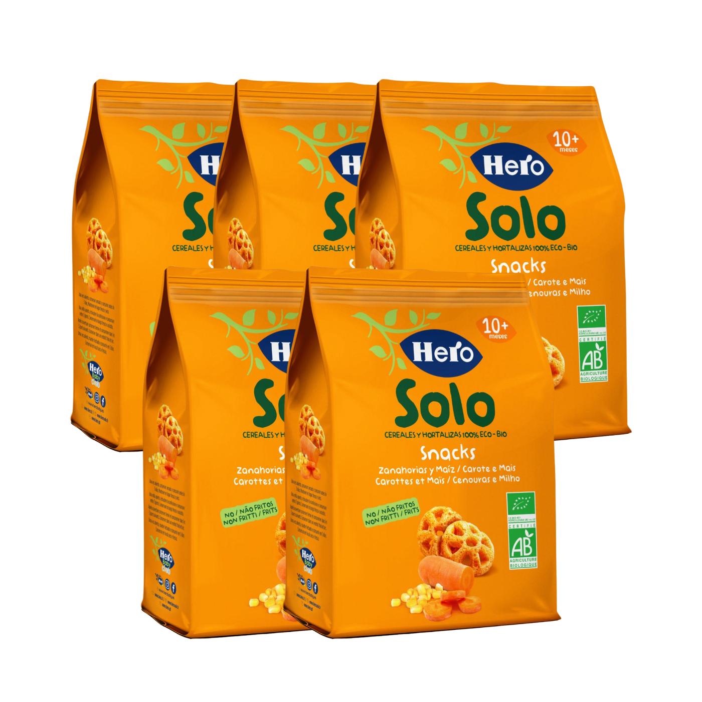 Pack of 5 Organic Carrot and Corn Snacks 40 g-Hero Solo