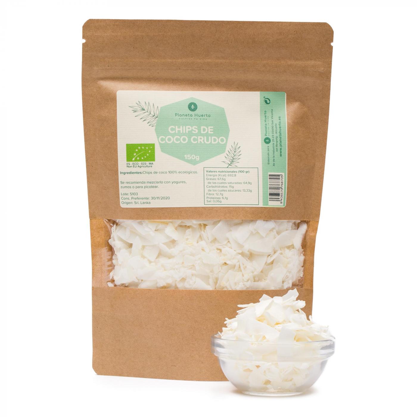 Confezione 2x chips di cocco senza zucchero ECO Planeta Huerto 150 g