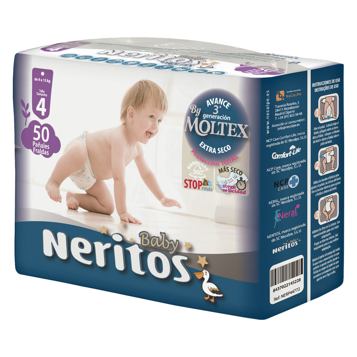 Neritos Baby by Moltex T4 Nappies (9-15 kg) 50 units