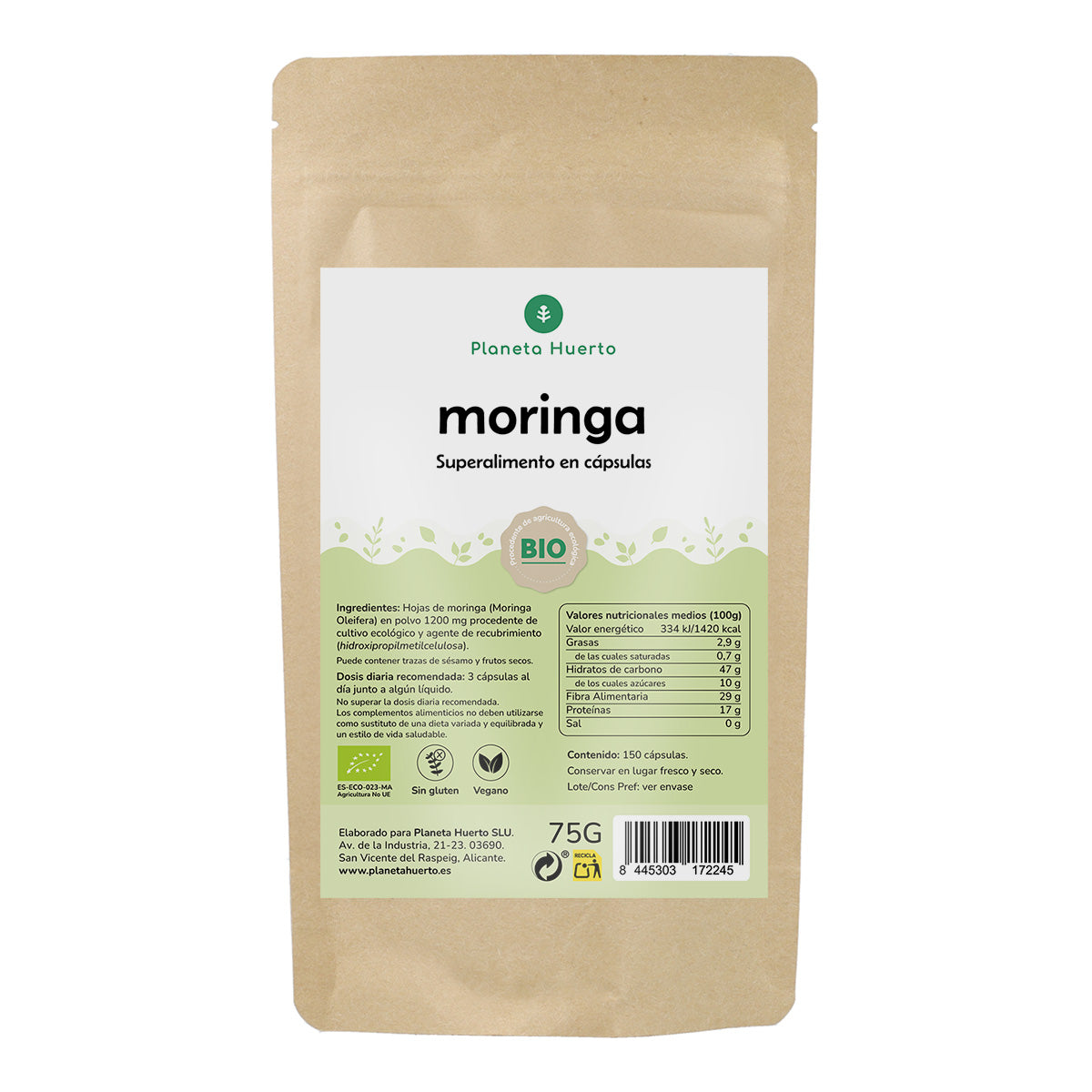Organic Moringa Planet Garden 150 capsules