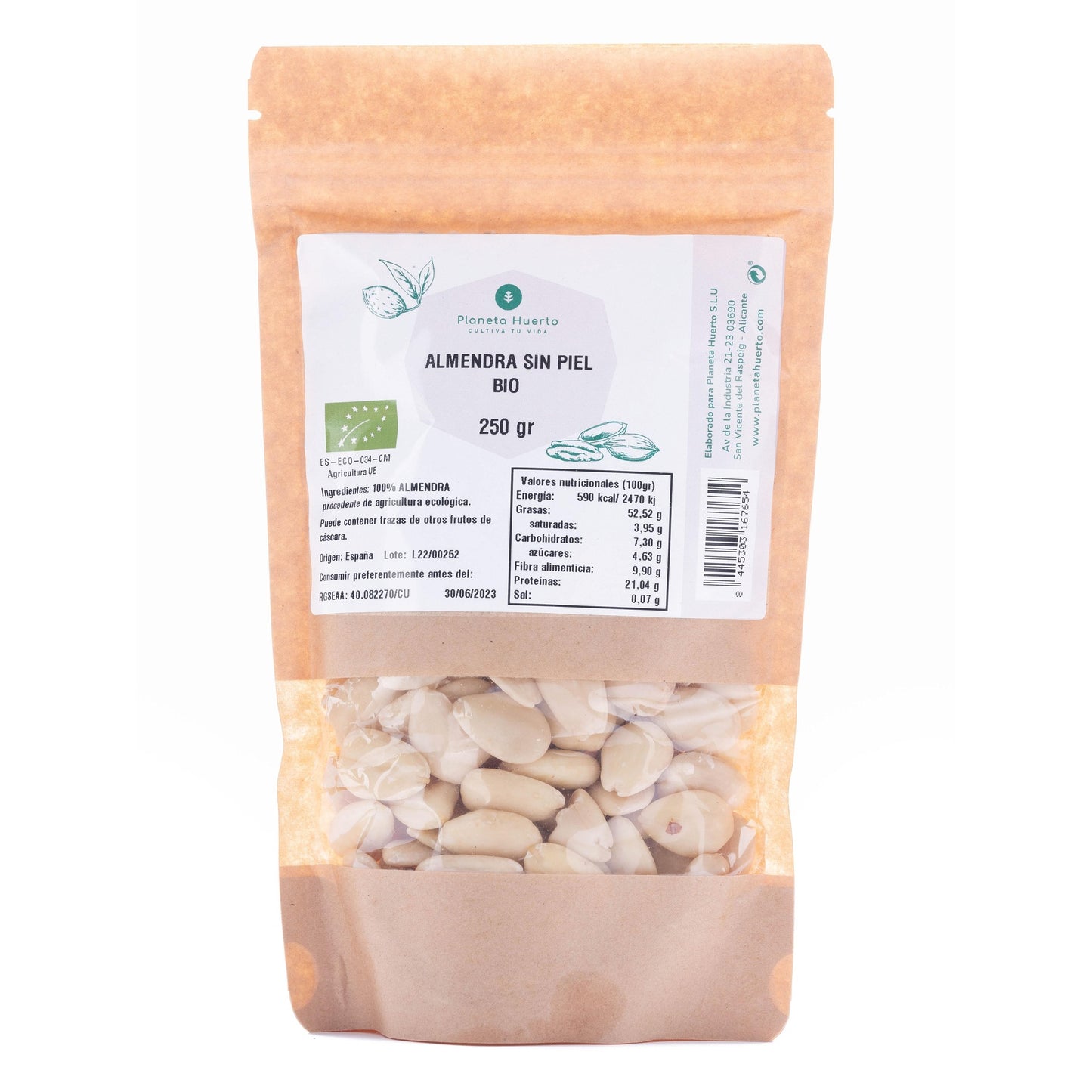Blancherade mandlar ECO Planeta Huerto 250 g