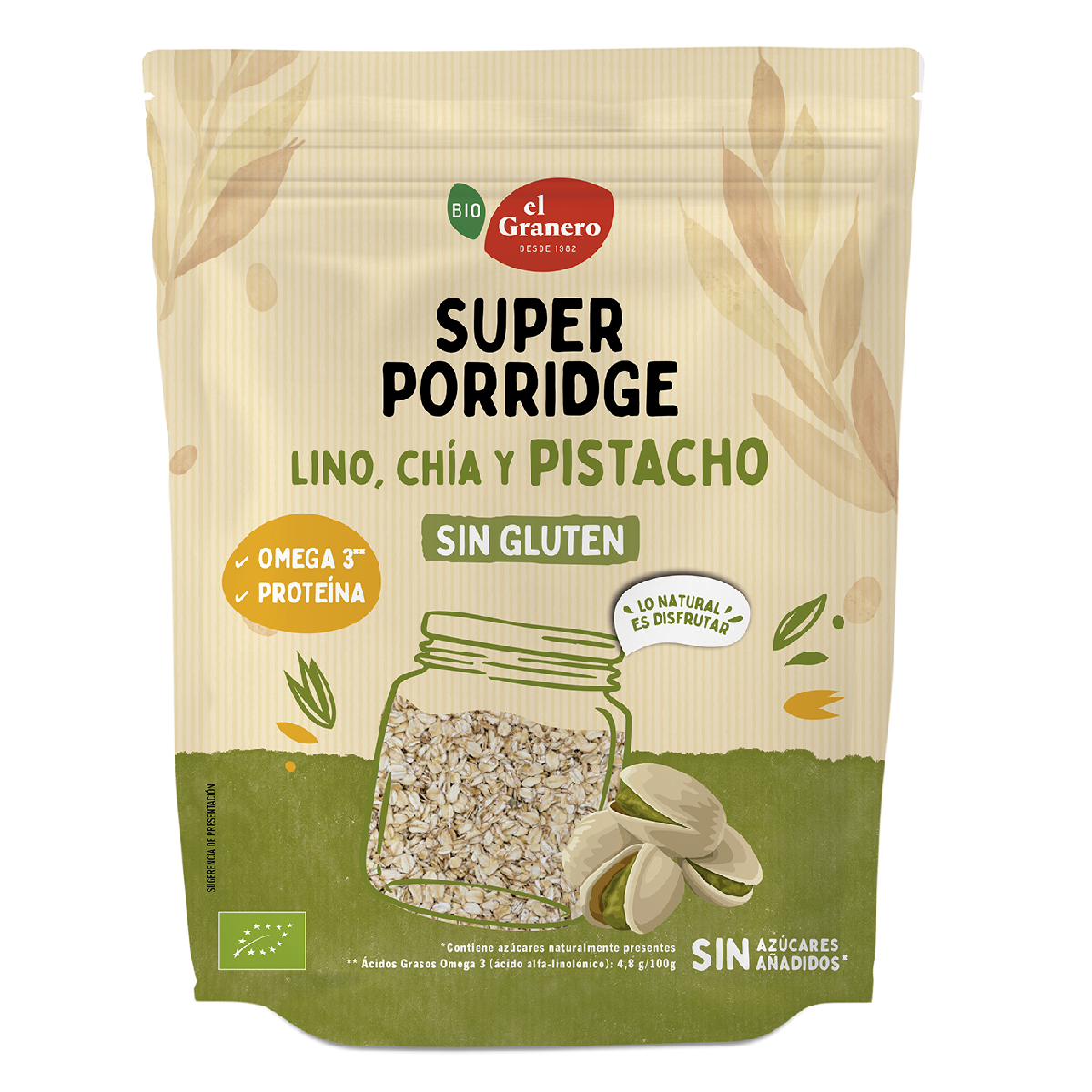Super Porridge glutenfreie Haferflocken mit Pistazien, Leinsamen und Chia BIO El Granero 350 g