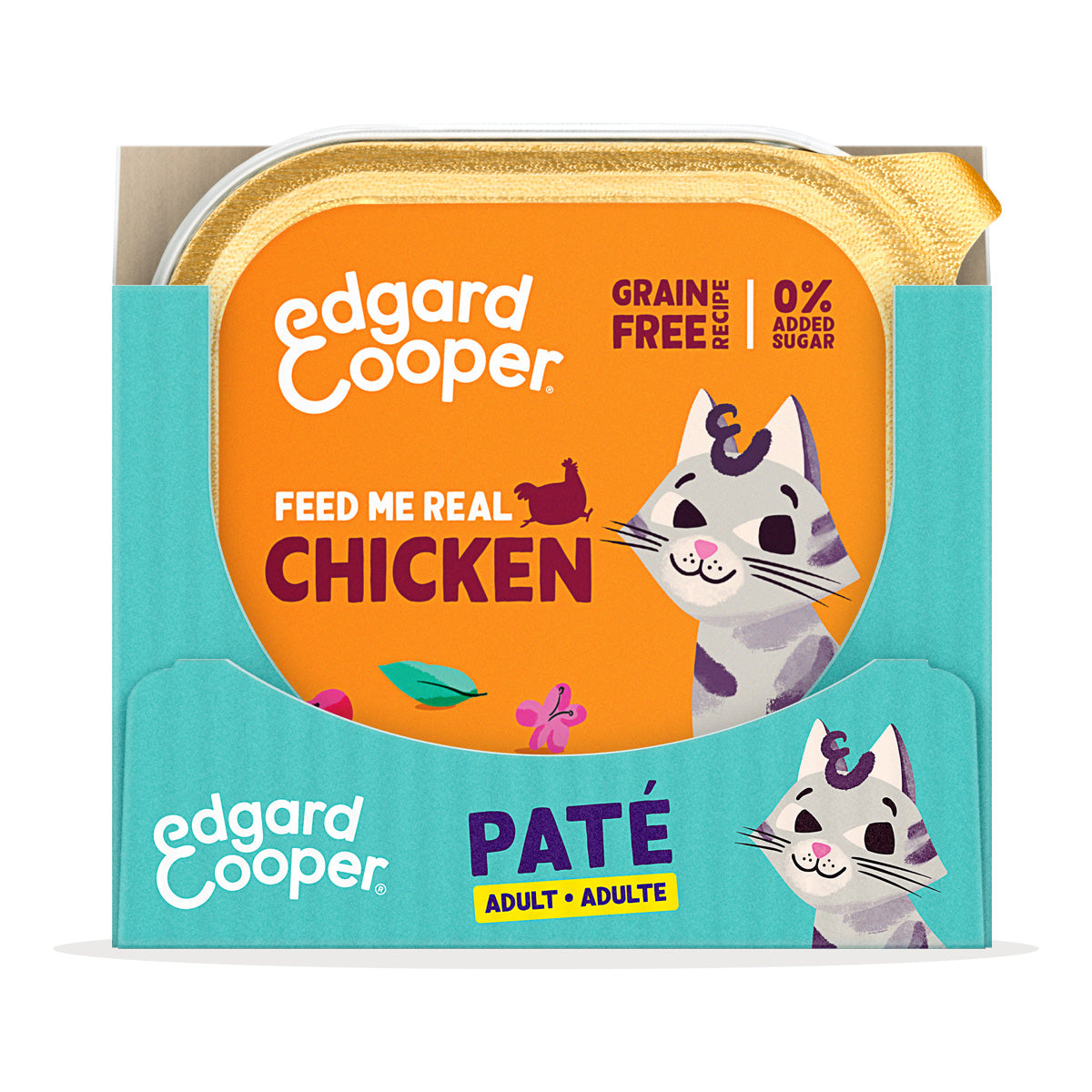 Fuktig kattmat, paté, burk med frigående kyckling Edgard & Cooper 85 g