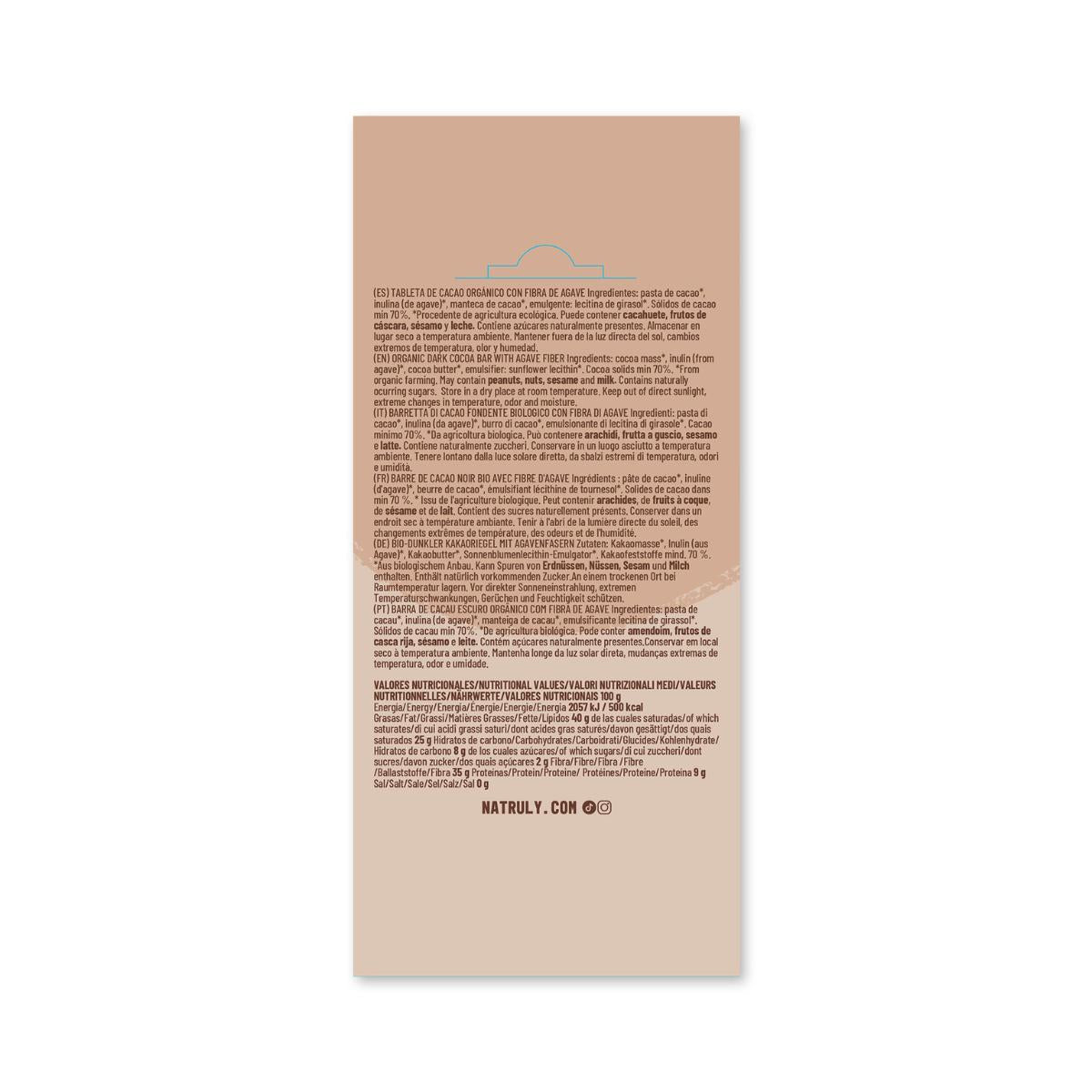 Tavoletta di cioccolato fondente biologico Chocolicious Natruly 85 g