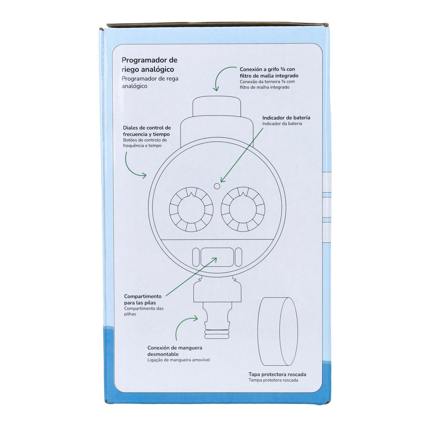 Vattentät, armerad bevattningsprogrammerare Planeta Huerto 0-6 bar