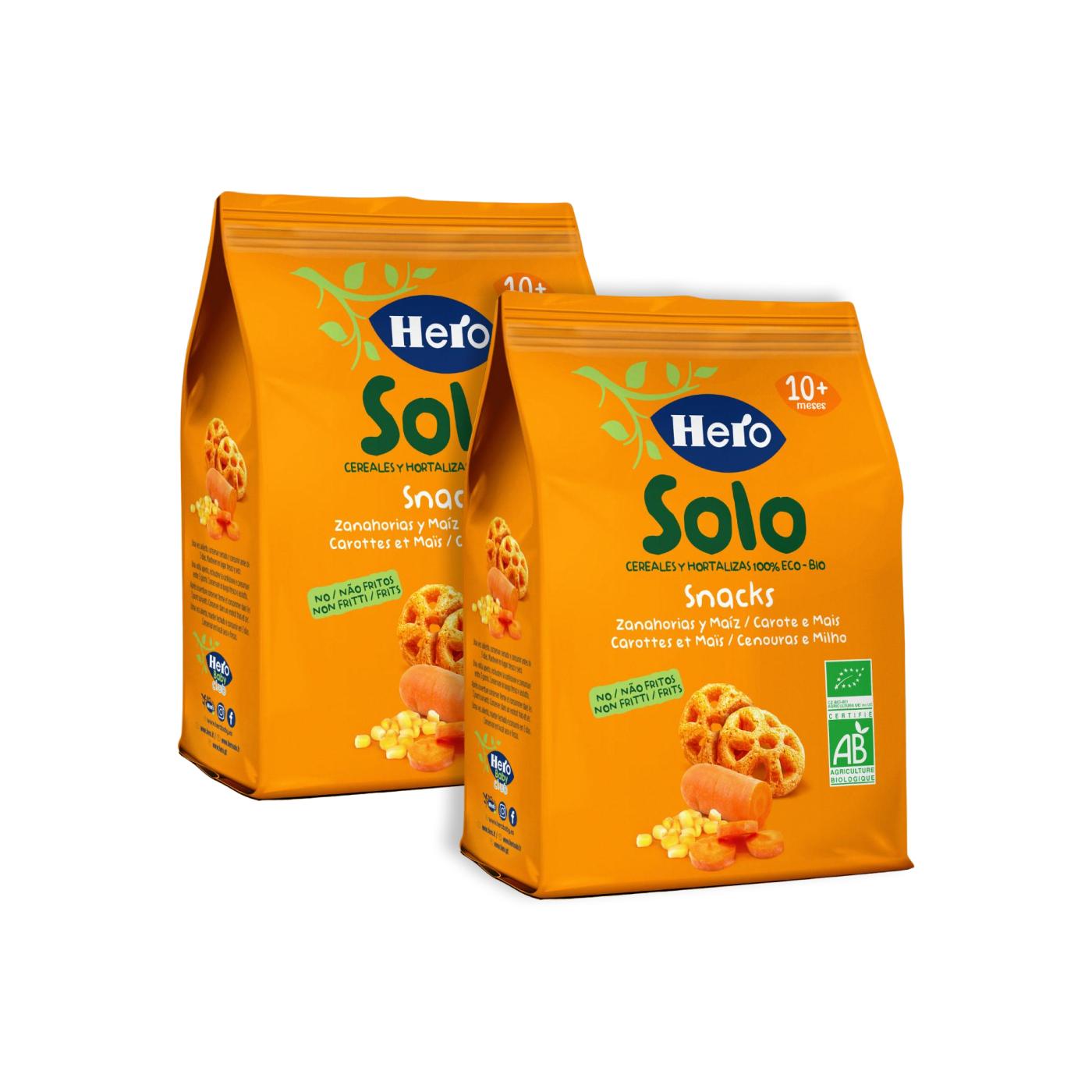 Pack promo 2x Snacks aux carottes et au maïs bio 40 g-Hero Solo