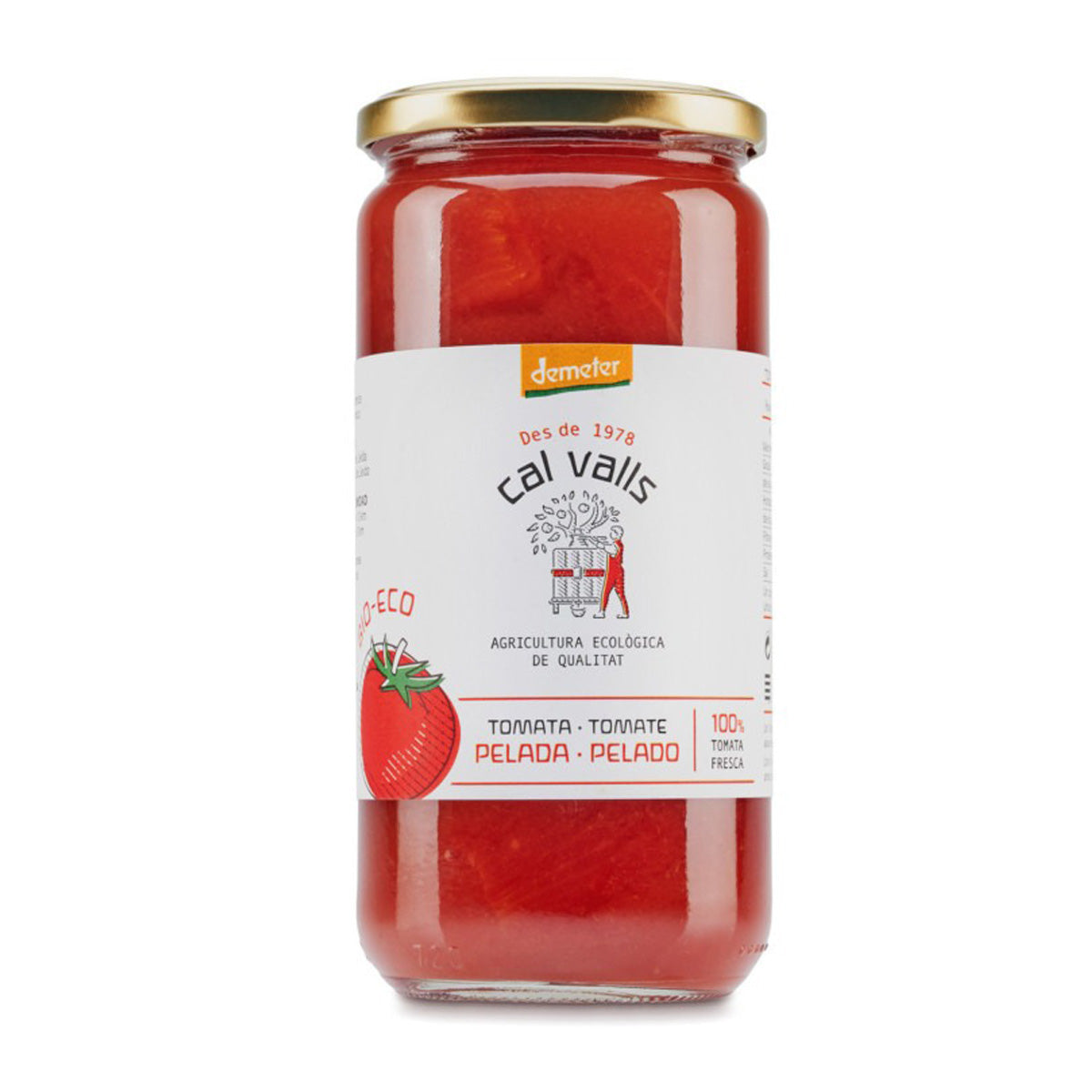 Hele gepelde tomaten ECO Cal Valls 660 g