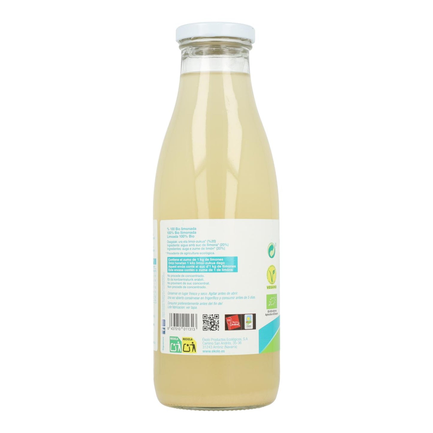 Limonade sans sucre BIO Ékolo, 750 ml