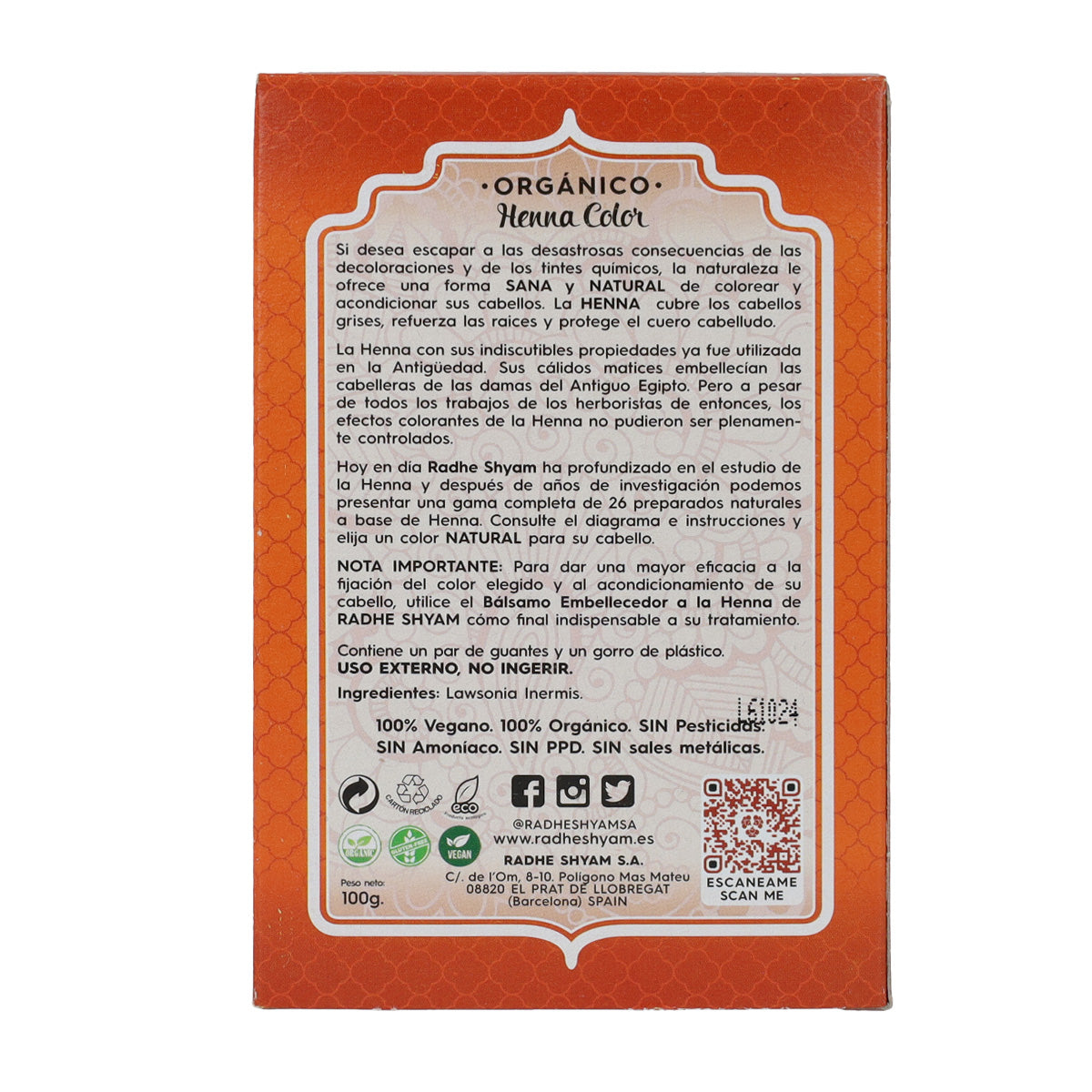 Henna-Pulver Kupfer, Radhe Shyam, 100 g