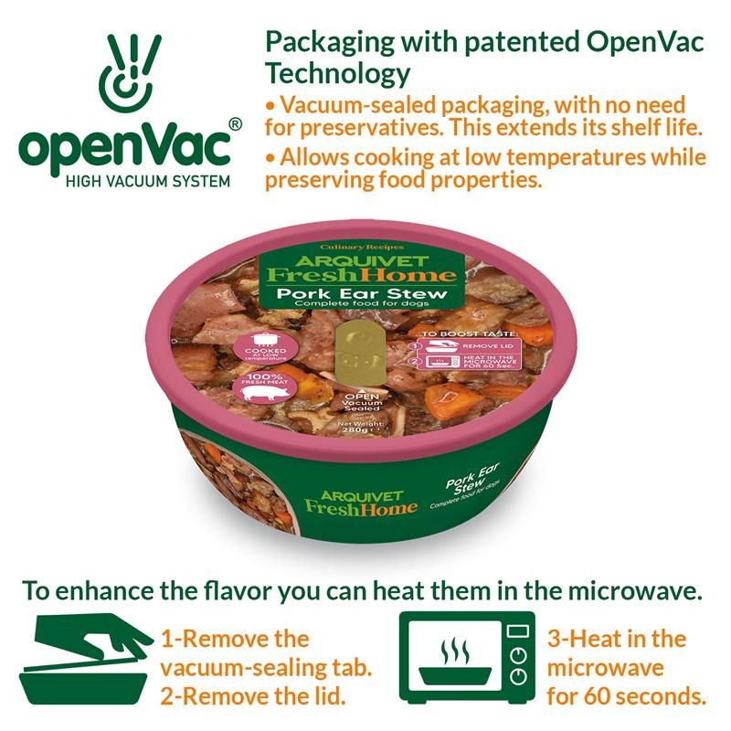 Arquivet Fresh Home Pig Ear Stew Nourriture humide à base d'oreilles de porc pour chiens 280 g