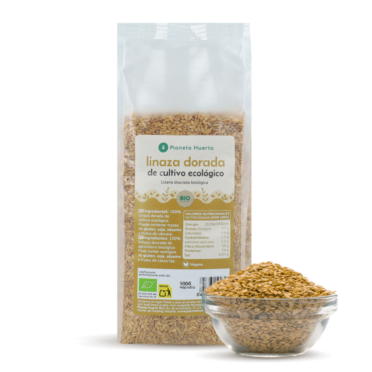 Packung 2x Goldener Flachs ECO Planeta Huerto 500 g