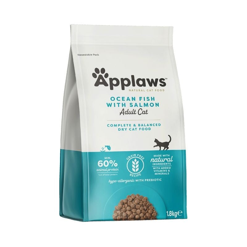 Applaws Cat Dry Adulto Pesce e Salmone 1,8 kg Mangime naturale per gatti senza cereali