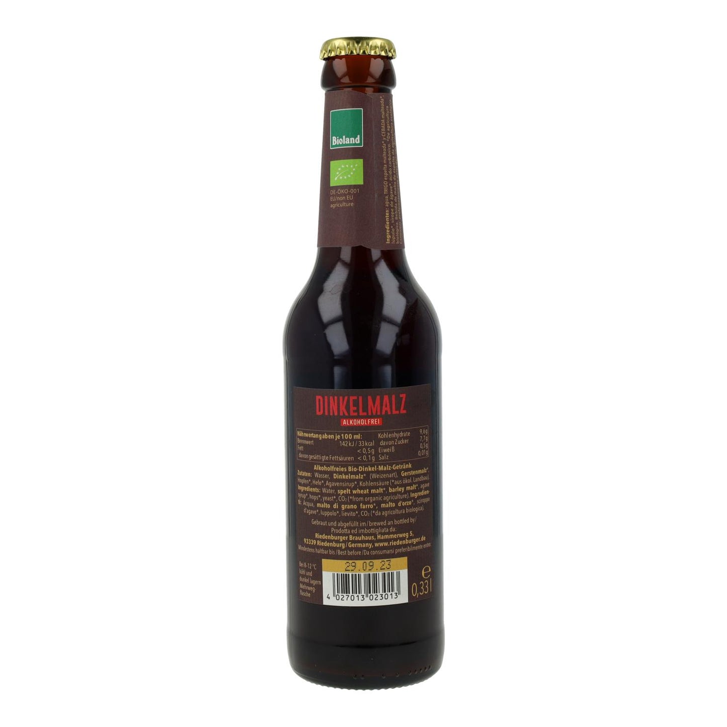 Riedenburger Bio-alkoholfreies Dinkelmalzbier 33 cl
