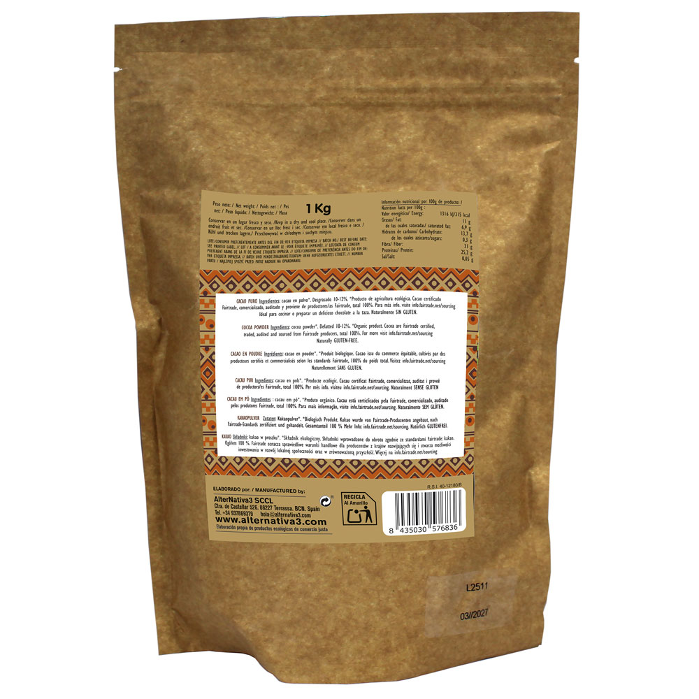 Czyste odtłuszczone kakao BIO Alternativa3 w proszku 1 kg