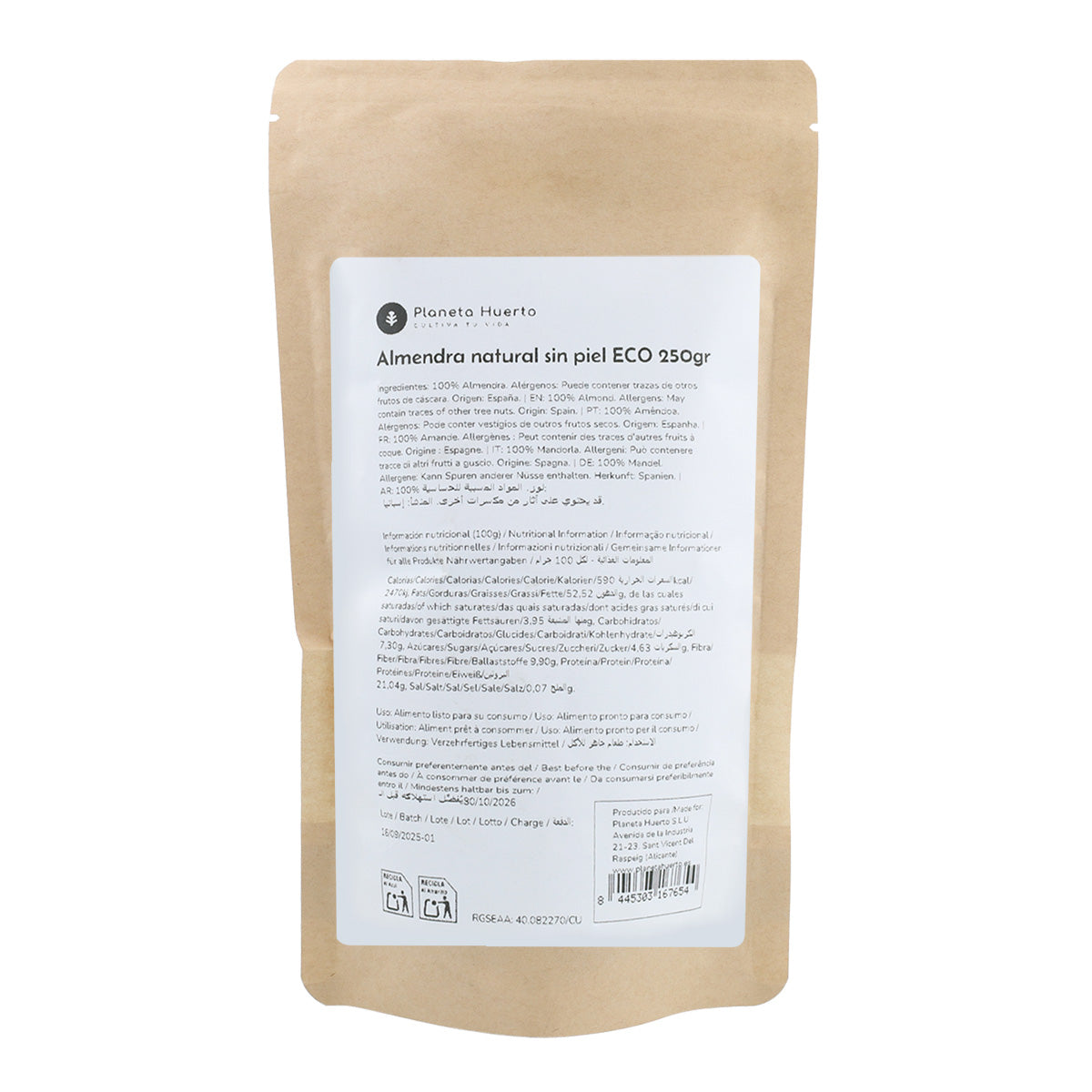 Blanchierte Mandeln ECO Planeta Huerto 250 g