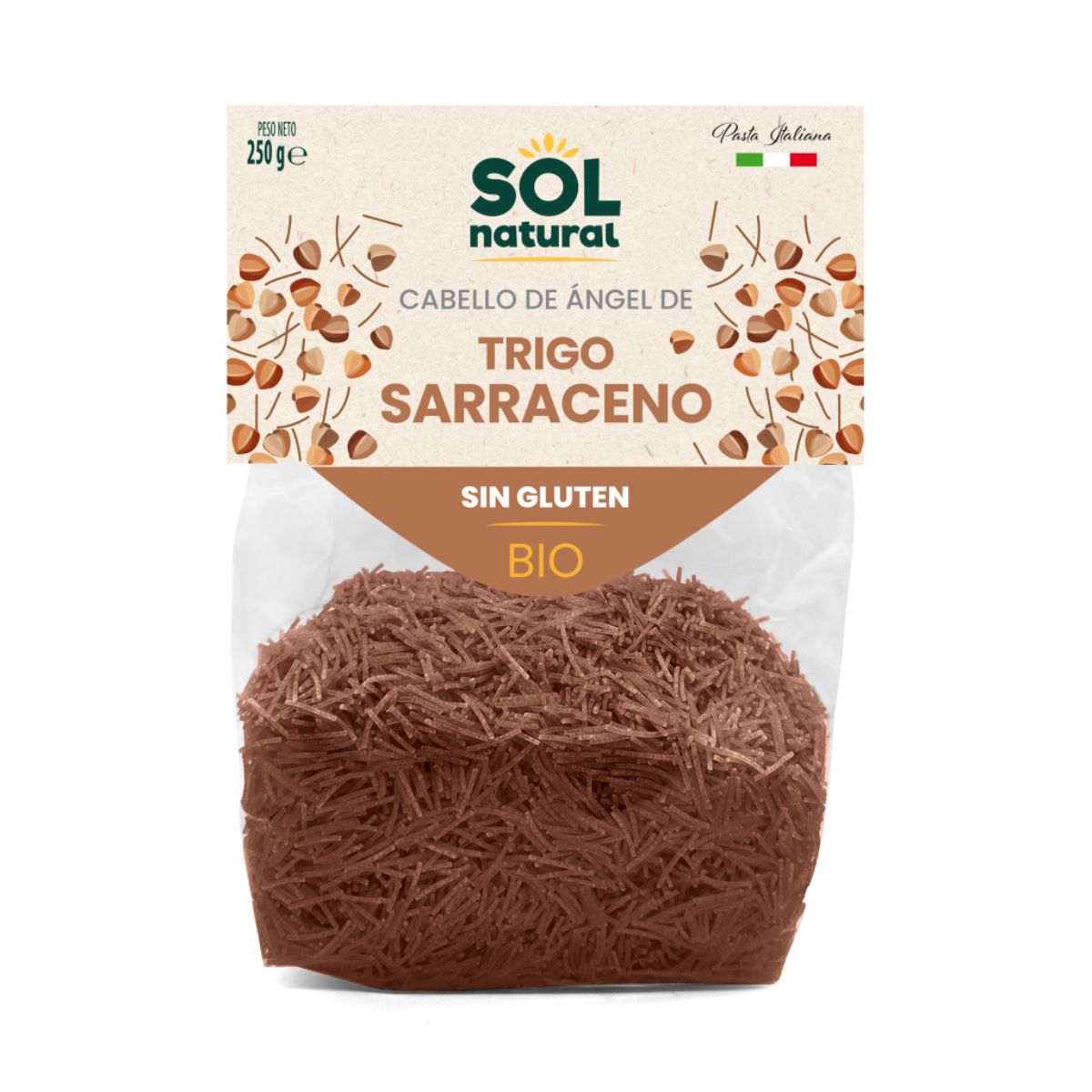 Glutenfri bio-pasta av bovete, Sol Natural, 250 g