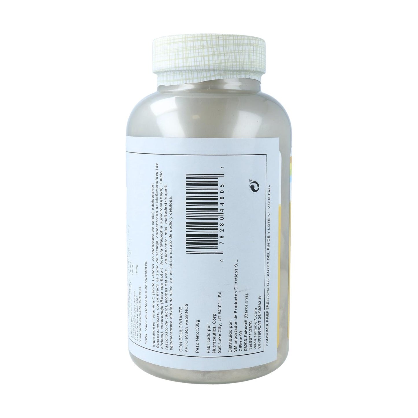 Vitamina C masticabile al gusto di arancia 500 mg Solaray, 100 compresse.