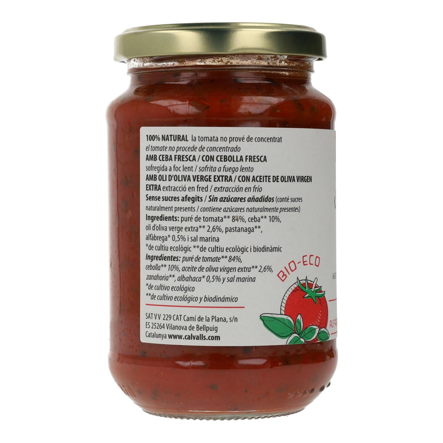 Cal Valls Bio-Tomatensauce mit Basilikum 350 g