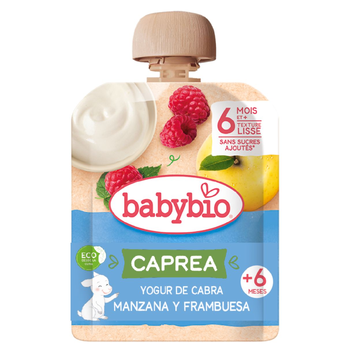 Beutel Ziegenmilchjoghurt, Apfel und Himbeere (ab 6 Monaten) babybio 85 g